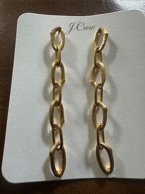 J. Crew Textured Gold Link Drop Earrings